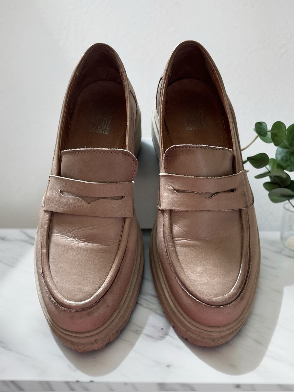 Miz Mooz Cream Loafers with Chunky Sole